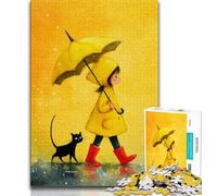 Puzzle 1000 pièces pour Adolescentes Fille et Chat Noir Puzzle 1000 pièces pour Adultes et Adolescents Cadeau d'anniversaire Unique pour Les 14 Ans et Plus (26x38cm)