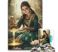Puzzle 1000 pièces pour Adolescentes - Fille Versant de l'eau dans Un étang de Lotus - Beau Design - Jeu de Construction - Cadeau de Père Noël Secret - 38x26cm (1000 pièces)