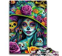 Puzzle 1000 pièces pour Adolescentes, Motif tête de Mort Mexicaine, Jeu éducatif et Stimulant pour Toute la Famille, idéal pour Les Anniversaires et Noël 50x75cm