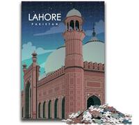 Puzzle 1000 pièces pour Adolescents à Lahore, Pakistan, pour Un séjour Relaxant et Relaxant, avec Affiche et fiche de Questions-réponses (50x75cm)