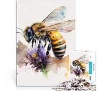 Puzzle 1000 pièces pour Adolescents Abeille à l'aquarelle Jouet éducatif d'apprentissage Convient pour la décoration de Bureau 50x70cm