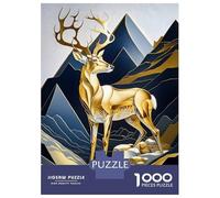 Puzzle 1000 Pièces pour Adolescents Abstract Gold Deer Puzzles pour Adolescents - Jeux Relaxants - Anti-Stress - Cadeaux Anti-Stress 38x26cm/1000pcs