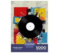 Puzzle 1000 Pièces pour Adolescents Abstract Vinyl Record Art Puzzles pour Adolescents, Jouet, Décoration Murale, Cadeaux pour Femmes, Difficile Et Stimulant 52x38cm/1000pcs