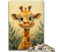 Puzzle 1000 pièces pour Adolescents Adorable bébé Girafe Difficile à réaliser, mais Amusant et Humoristique Affiche et fiche de Questions-réponses Assorties 50x75cm