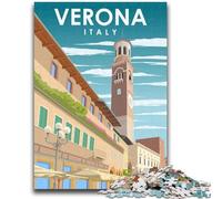 Puzzle 1000 pièces pour Adolescents Affiche de la Rue de Vérone, Italie, pour Les 14 Ans et Plus Jeu de Quiz Amusant à la Maison, Cadeau d'anniversaire, Cadeau de Voyage (Taille 50x75cm)