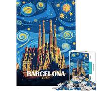 Puzzle 1000 pièces pour Adolescents Affiche de Voyage Barcelone Espagne Puzzles artistiques pour Adultes Jeux de détente décoration Parfaite idéal comme Cadeau (Taille 38x52cm)