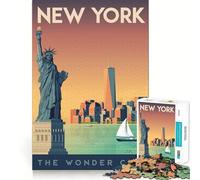 Puzzle 1000 pièces pour Adolescents,Affiche de Voyage de New York,découpe précise,Jeu de logique Amusant et Silencieux,décoration de Noël,Cadeau (50x75cm)