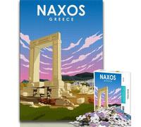 Puzzle 1000 pièces pour Adolescents, Affiche de Voyage Estivale à Naxos, Jeu Familial Anti-Stress, défi Difficile, Collection d'artistes, Beaux-Arts 38x26cm