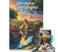 Puzzle 1000 pièces pour Adolescents Affiche Dordogne Ma Belle | 75x50cm Jeu interactif Chaque pièce est unique Cadeau d'anniversaire cadeau de voyage.
