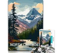 Puzzle 1000 pièces pour Adolescents, Affiche du Parc National des North Cascades, pour Adultes, 1000 pièces, Jeu Familial Anti-Stress, défi Difficile, Superbes Cadeaux et Jouets 75x50cm