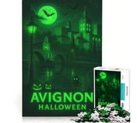 Puzzle 1000 pièces pour Adolescents, Affiche Halloween Avignon, Jeu de réflexion, découpe de précision, Cadeau Original pour Anniversaire et Noël 38x52cm