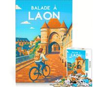 Puzzle 1000 pièces pour Adolescents Affiche Laon | Décoration murale parfaite jouets décoratifs cadeaux uniques pour un anniversaire ou Noël 38x52cm