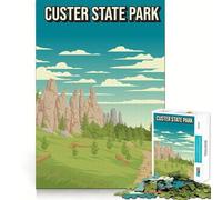 Puzzle 1000 pièces pour Adolescents,Affiche Pixel Art du Parc d'État de Custer,Jeu de logique Amusant,décoration Murale de Noël (50x75cm)