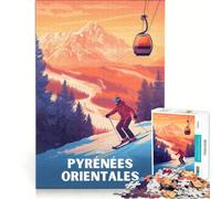 Puzzle 1000 pièces pour Adolescents, Affiche Pyrénées-Orientales, Jeu de réflexion, découpe de précision, Cadeau Original pour Un Anniversaire ou Noël 38x52cm