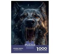 Puzzle 1000 Pièces pour Adolescents Aggressive Wolf Portrait Puzzles pour Adolescents, Casse-tête, Jeu D'assemblage De Motifs, Cadeau d'anniversaire Unique 52x38cm/1000pcs