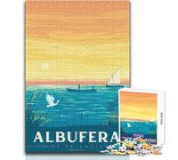 Puzzle 1000 pièces pour Adolescents,Albufera,Valence,Espagne,Illustration de Voyage,Jeu Stimulant d'analyse et de logique, pour Un Père Noël Secret,Format 38x52cm