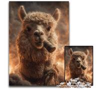 Puzzle 1000 pièces pour Adolescents Alpaga fumant Puzzles en Bois Intéressant pour réduire Le Stress, Idées Cadeaux pour Les 14 Ans et Plus 50x75cm
