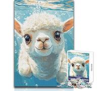 Puzzle 1000 pièces pour Adolescents - Alpaga Mignon nageant sous l'eau - Casse-tête - Jeu Familial - Décoration intérieure - Jouet Anti-Stress - Dimensions:38x52cm