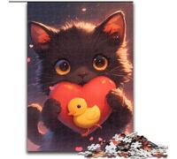 Puzzle 1000 pièces pour Adolescents, Amoureux du Chat Noir, à partir de 14 Ans, décoration d'intérieur, pour Toute la Famille et Les Amis (Taille 26x38cm)