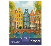 Puzzle 1000 Pièces pour Adolescents Amsterdam Canal Houses and Bicycles Puzzles pour Adolescents - Jeux Relaxants - Anti-Stress - Cadeaux Anti-Stress 70x50cm/1000pcs