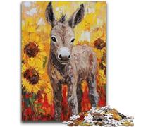 Puzzle 1000 pièces pour Adolescents, Âne et Tournesol, Puzzles pour Adultes, Jeux stimulants, décoration Murale, Cadeaux d'anniversaire et de Noël Uniques (50x75cm)
