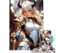 Puzzle 1000 pièces pour Adolescents Ange Guerrier céleste en Armure dorée Jeu de Manipulation pour Adultes Améliore la mémoire Cadeau Unique pour Anniversaire et Noël (Dimensions 38x52cm)