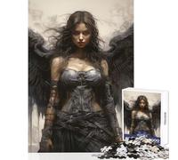 Puzzle 1000 pièces pour Adolescents Anges Femme Noire Jeu éducatif Idée Cadeau Casse-tête Stimulant pour développer la motricité Fine et la dextérité Dimensions 38x52cm