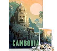 Puzzle 1000 pièces pour Adolescents Angkor Wat Cambodge Jeu de Construction à Faire soi-même Idée Cadeau Jeu Relaxant et décompressant Dimensions 38x52cm