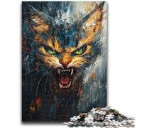 Puzzle 1000 pièces pour Adolescents Angry Cat Relax Games Jeu éducatif pour Anniversaire, Noël à partir de 14 Ans 26x38cm