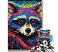 Puzzle 1000 pièces pour Adolescents, Animal psychédélique, Raton Laveur, Jouets éducatifs, Jeux Anti-Stress, Collection d'artistes, Beaux-Arts 50x75cm