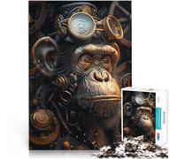 Puzzle 1000 pièces pour Adolescents Animal Singe Steampunk Jeu Familial Anti-Stress Défi Difficile Une œuvre d'art 52x38cm