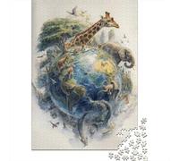 Puzzle 1000 Pièces pour Adolescents Animals Around The World Les Puzzles pour Adolescents Améliorent La Mémoire - Cadeau d'anniversaire, De Noël 52x38cm/1000pcs
