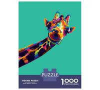 Puzzle 1000 Pièces pour Adolescents Animals Giraffe Pop Art Puzzle Adulte - Jeu De Construction - Difficile - Cadeau Unique pour Anniversaire Et Noël 38x26cm/1000pcs