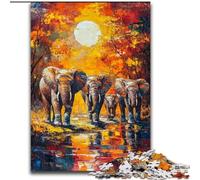 Puzzle 1000 pièces pour Adolescents, Animaux africains, éléphant, Jeu Familial, Anti-Stress, défi Difficile, Une œuvre d'art pour Les 14 Ans et Plus (Taille 50x75cm)