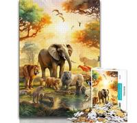 Puzzle 1000 pièces pour Adolescents Animaux d'Afrique 1000 pièces pour Adolescents Apprentissage éducatif pour est idéal comme Cadeau pour Toute la Famille 75x50cm