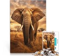 Puzzle 1000 pièces pour Adolescents Animaux Éléphant d'Afrique Jouets de Jeu pour Cadeau Familial Décoration Parfaite 38x26cm