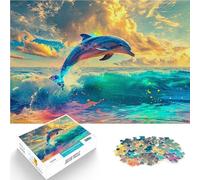 Puzzle 1000 pièces pour Adolescents Aquarelle Dauphin Animal Jouet éducatif d'apprentissage Cadeau d'anniversaire 38x26cm