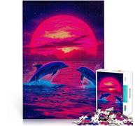 Puzzle 1000 pièces pour Adolescents Aquarelle Dauphin Animal Réduction du Stress intéressante décoration Murale 75x50cm