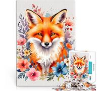 Puzzle 1000 pièces pour Adolescents Aquarelle de Fleurs de Renard Jeu éducatif Familial Car C'est Un pour Toute la Famille 52x38cm
