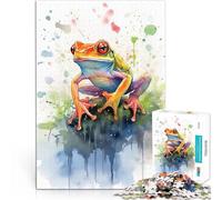 Puzzle 1000 pièces pour Adolescents Aquarelle de Grenouille Jeu Familial Anti-Stress Défi Difficile Œuvre d'art 50x70cm