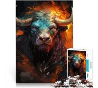 Puzzle 1000 pièces pour Adolescents Aquarelle du Minotaure coriace Activité familiale Cadeau d'anniversaire, Cadeaux, décoration Murale 75x50cm