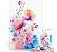 Puzzle 1000 pièces pour Adolescents Aquarelle Fleurs Vintage Jouets de Divertissement Familial Cadeau Amusant 38x26cm