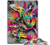 Puzzle 1000 pièces pour Adolescents Aquarelle Gecko Décompression Intellectuelle Jouet Éducatif Décoration Parfaite 50x75cm