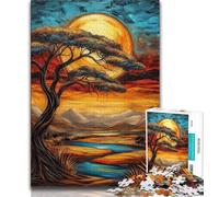 Puzzle 1000 pièces pour Adolescents Arbre Africain pour Jeu éducatif Jouet décoration d'intérieur Unique et Cadeaux 26x38cm