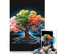 Puzzle 1000 pièces pour Adolescents Arbre des Quatre Saisons, Jeux éducatifs, Assemblage de Motifs, Collection d'artistes, Beaux-Arts 38x26cm