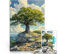 Puzzle 1000 pièces pour Adolescents Arbre Solitaire au Sommet d'une Falaise Jeu Pratique Liste de souhaits avec Le Père Noël 38x26cm