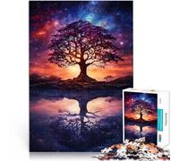 Puzzle 1000 pièces pour Adolescents Arbre Solitaire Réduction du Stress intéressante avec Affiche et Feuille de Questions correspondantes 38x26cm