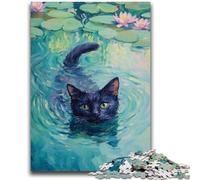 Puzzle 1000 pièces pour Adolescents Art Abstrait Chat Noir Convient aux 14 Ans et Plus Jouet intellectuel Jeu éducatif pour Anniversaire et Noël 26x38cm