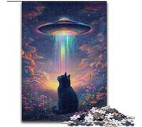 Puzzle 1000 pièces pour Adolescents, Art Abstrait, Chat Noir, Jeu Stimulant et Jeu Familial, Une œuvre d'art pour Les 14 Ans (Taille 26x38cm)