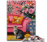 Puzzle 1000 pièces pour Adolescents Art Cat Relax Games Jeu éducatif pour Anniversaire, Noël à partir de 14 Ans 26x38cm
